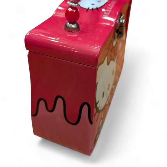 Hello Kitty Tin Lunch Box 2012 Sanrio Beaded Handle Pink Metal Collectible EUC - Picture 4 of 6